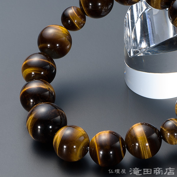 特選腕輪念珠 天然石ブレスレット 虎目石 14mm玉 | 滝田商店