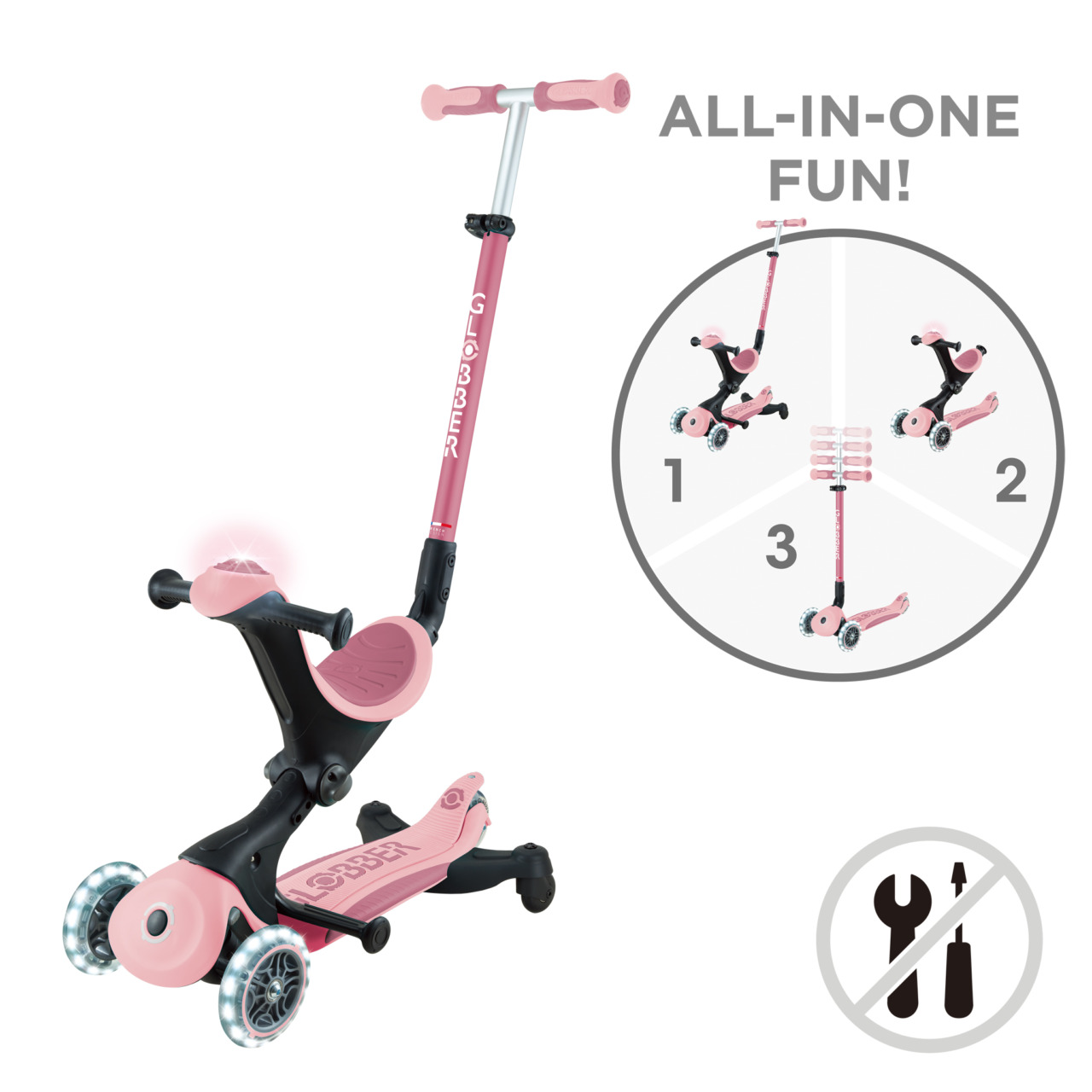 Sit-and-Ride 360° Scooter: GO•UP DELUXE LIGHTS 360°– Globber