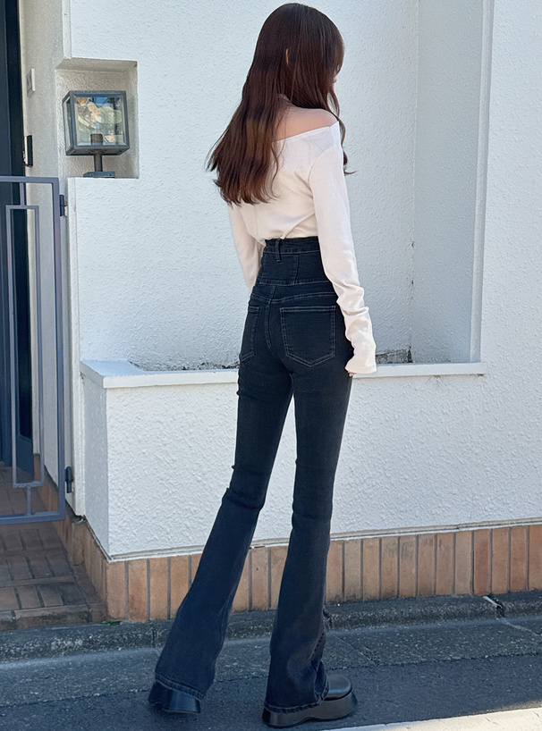 ハイウエストストレッチフレアデニムパンツ[cu531] | レディース