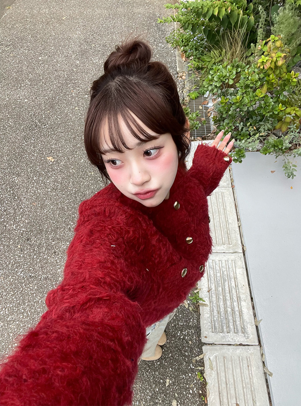 シャギーゴールドボタンカーディガン[an1496] | レディース