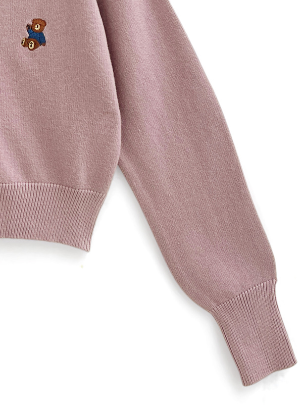 テディベア刺繍ニットカーディガン[an1518] | レディースファッション