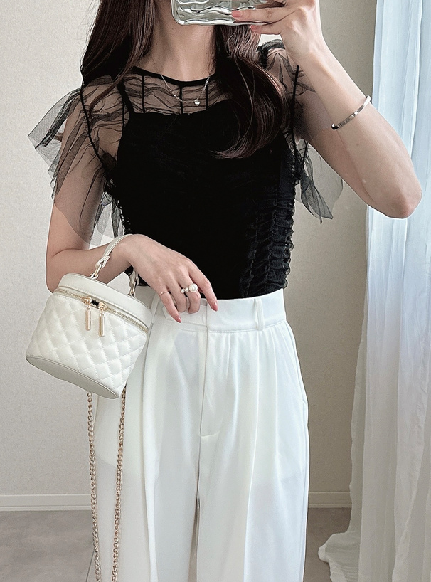 ギャザーチュールトップス[an1571] | レディースファッション通販の