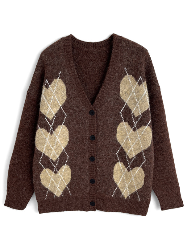 アーガイル柄ニットカーディガン[an1899] | レディースファッション