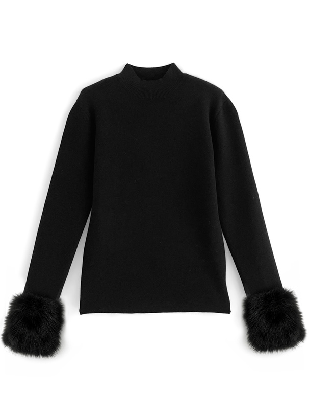 ファースリーブモックネックニットトップス[an1343] | レディース