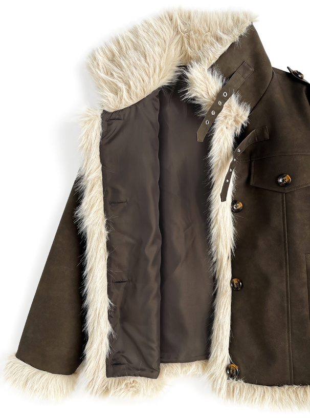 襟2Wayファーレザージャケット[gc321] | レディースファッション通販の