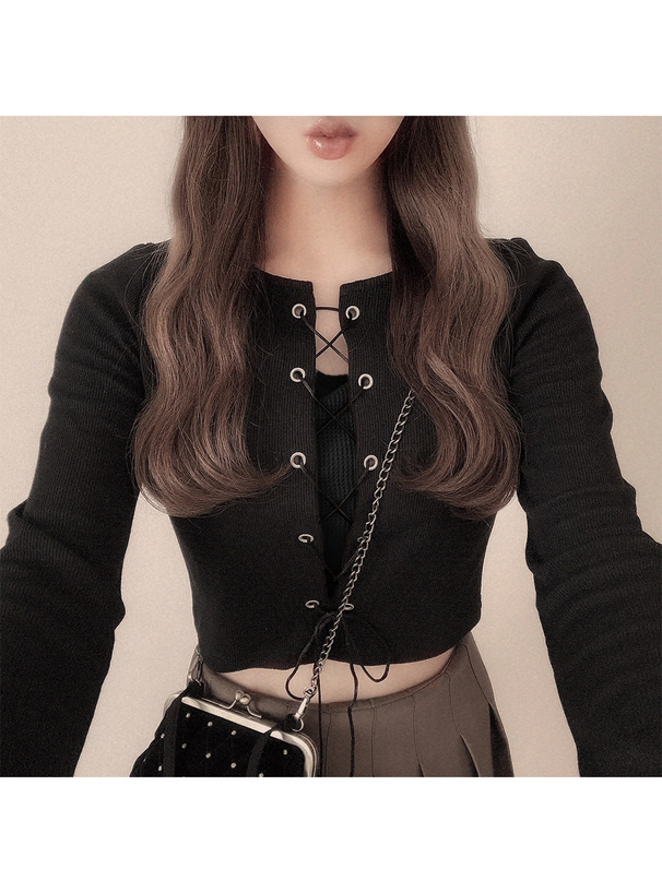 レースアップトップス×カップ付きチューブトップアンサンブル[dk1072