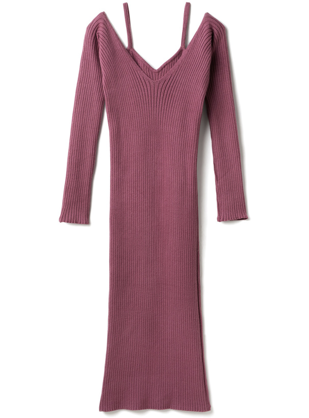 キャミ付きレイヤードニットワンピース[dr443] | レディース