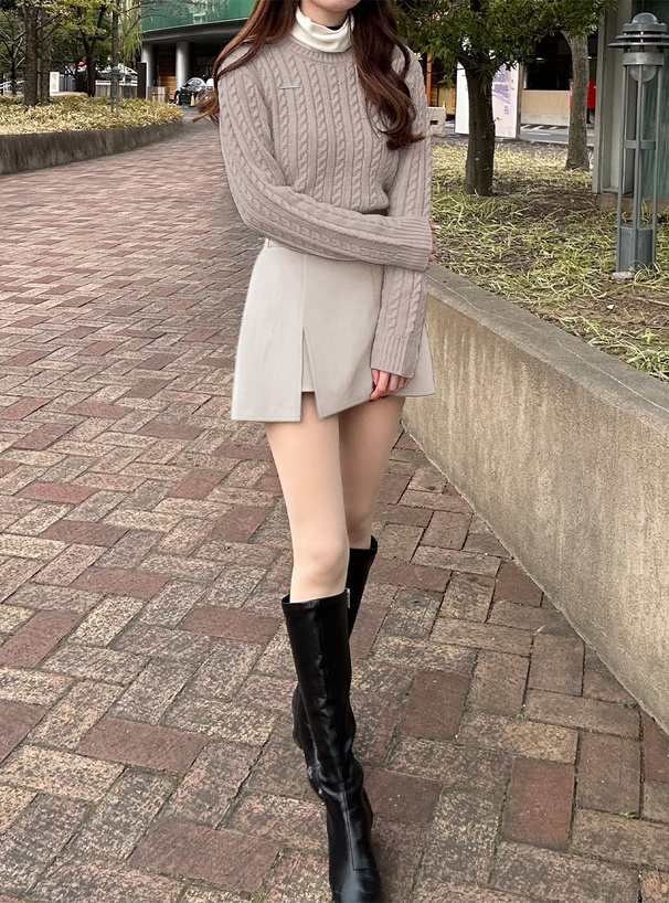 インパン付きスリット台形ミニスカート[fo1791] | レディース