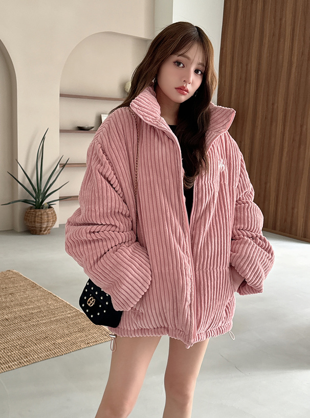 ロゴ刺繍コーデュロイダウンジャケット[kd85] | レディース