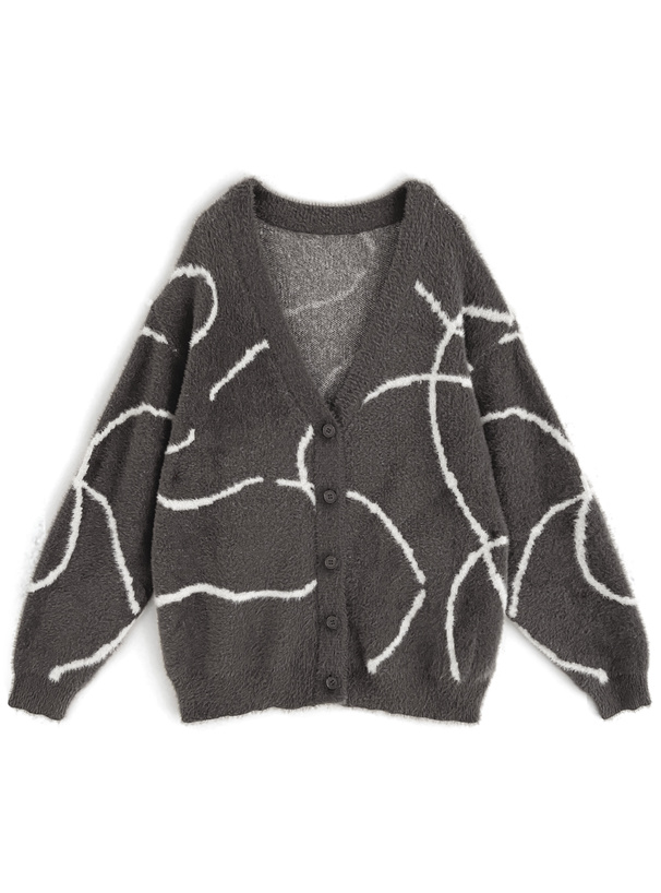 ニュアンス柄フェザーニットロングカーディガン[kz344] | レディース