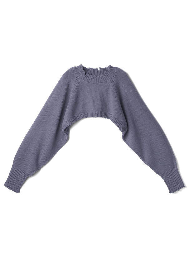 バックレースアップクラッシュ加工クロップド丈ニットトップス[k8902x