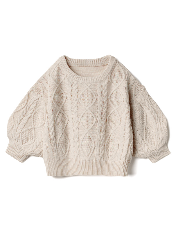 ケーブル編みバックリボンニットトップス[mb1049] | レディース