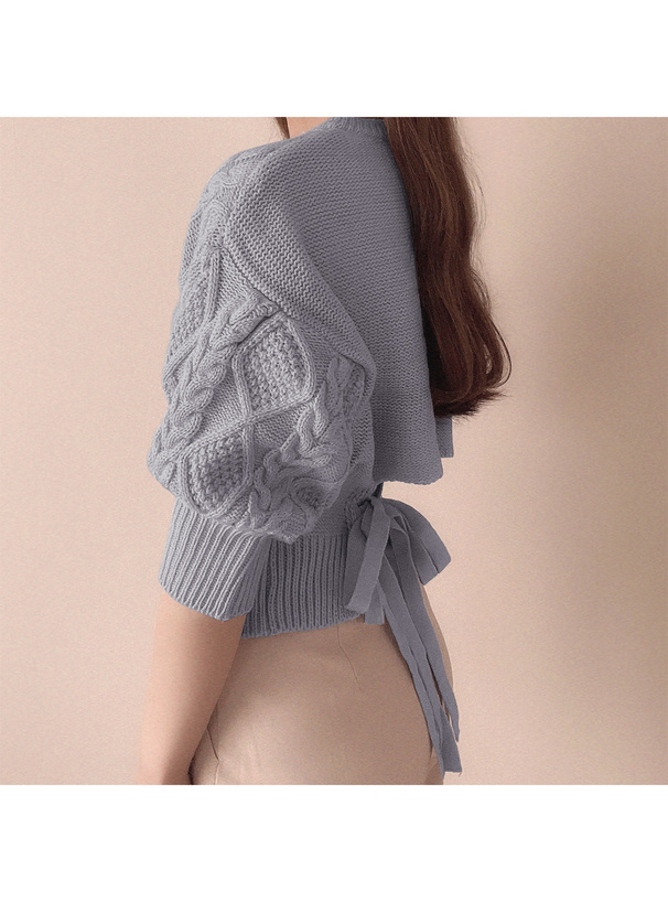 ケーブル編みバックリボンニットトップス[mb1049] | レディース