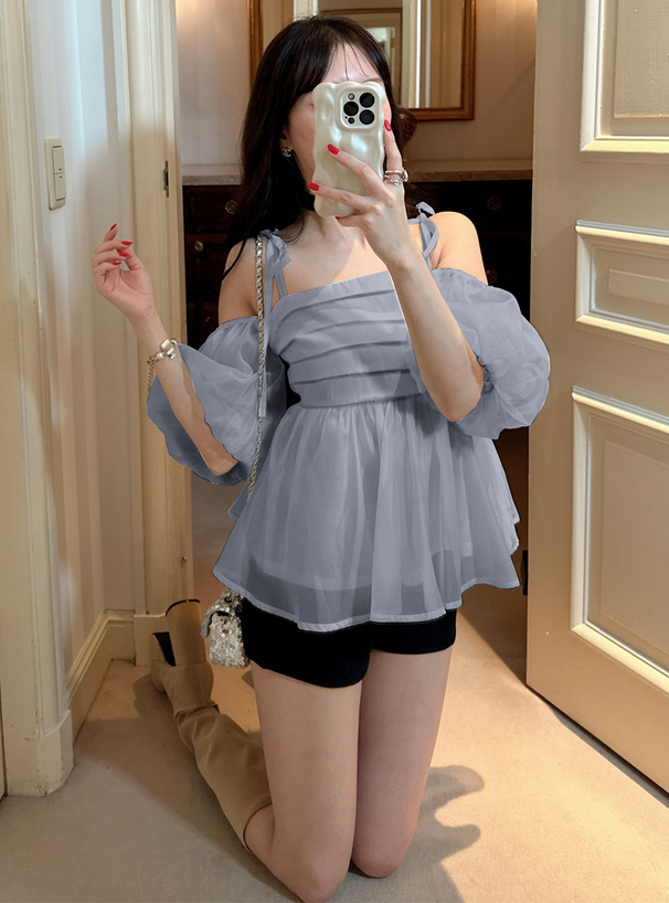 袖2Wayシアータックペプラムビスチェ[ta123] | レディースファッション