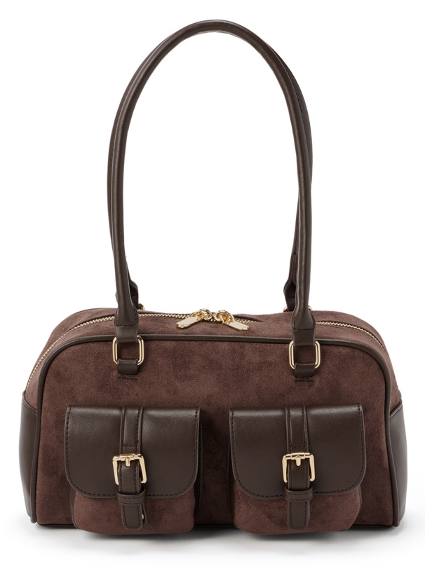 レザーコンビスエードポケットボストンバッグ[tr1024] | レディース