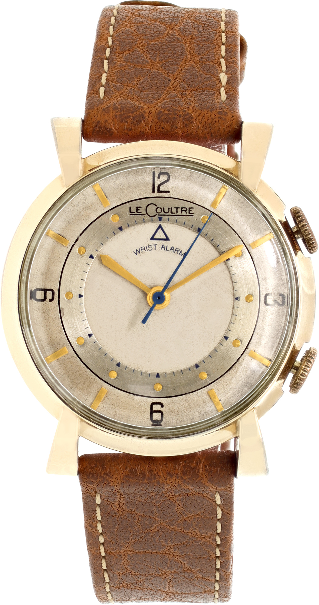 Pre-owned Jaeger LeCoultre Alarm watch Gold Fill White dial