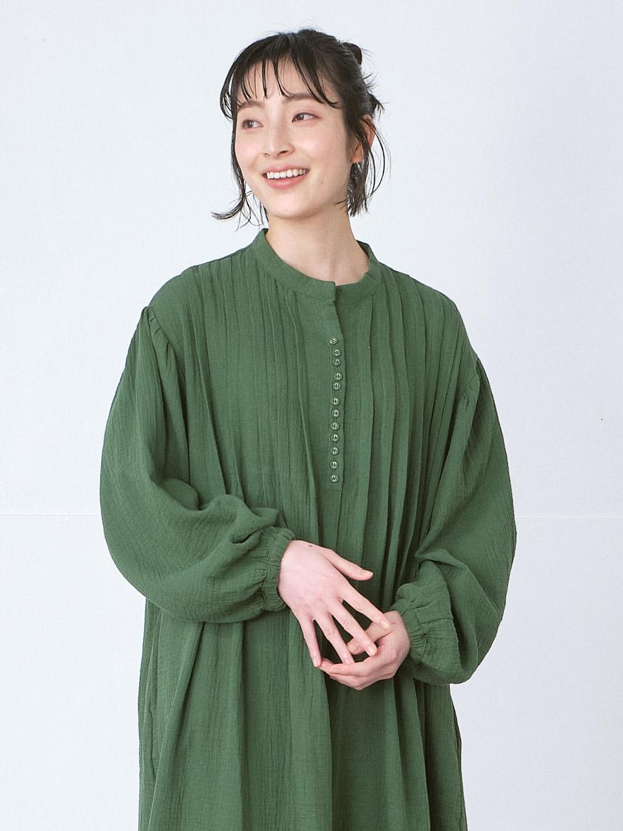 ピンタック多ボタンワンピース 綿Wガーゼ | OPナガソデ | 【公式】D*g