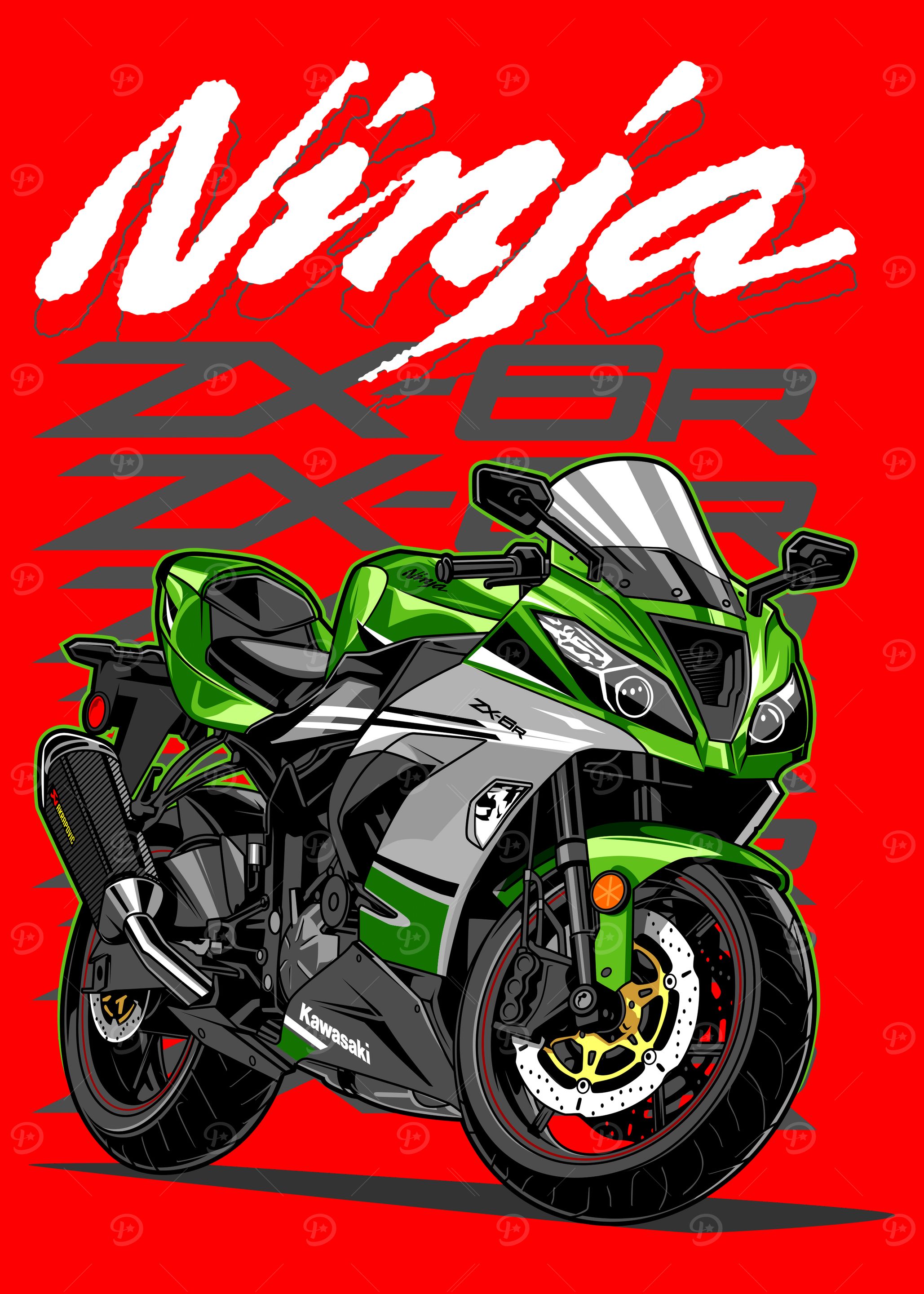 Kawasaki Ninja ZX6R Motorcycle' Poster, picture, metal print