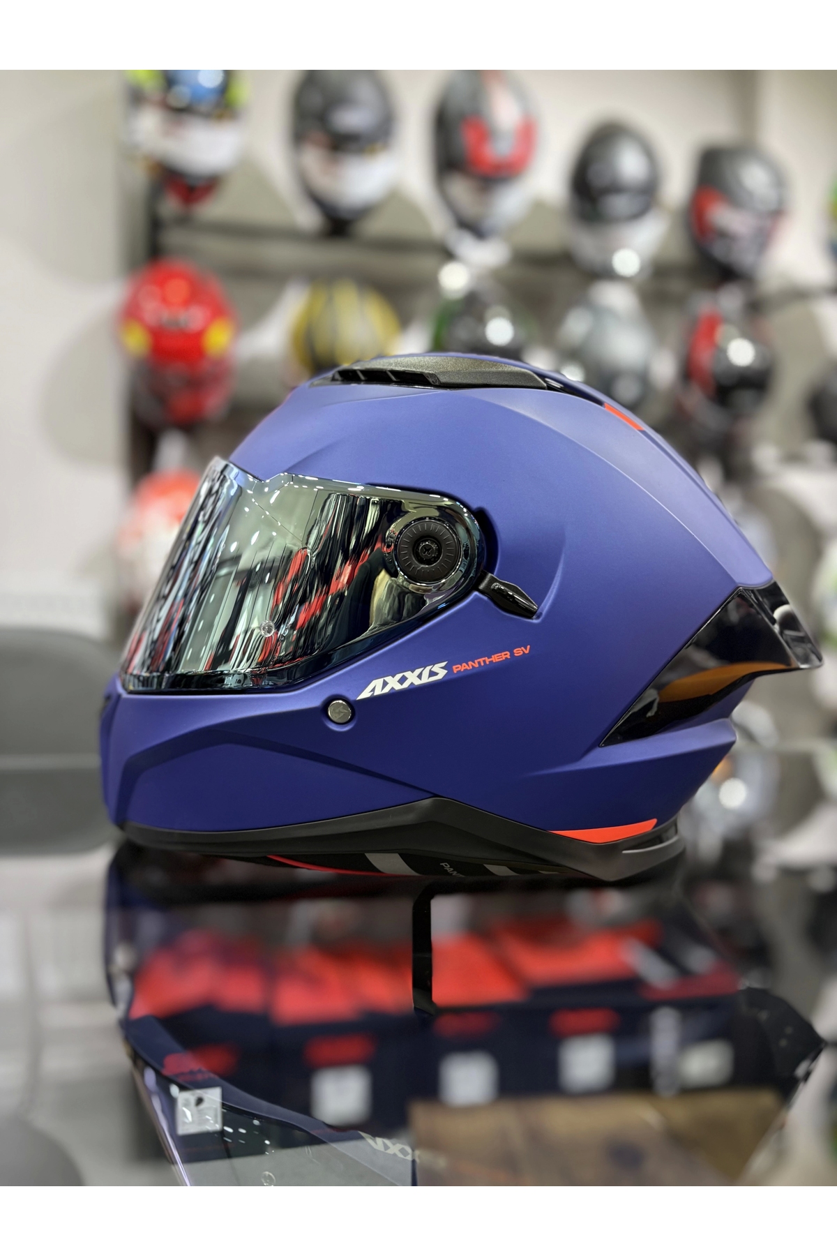 Axxis Panther Mat Lacivert İridyum Vizörlü (+1 Şeffaf Vizör