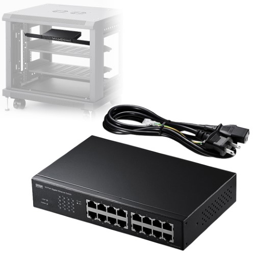 スイッチングハブ（最大16ポート・LAN・電源内蔵・Giga対応・ループ