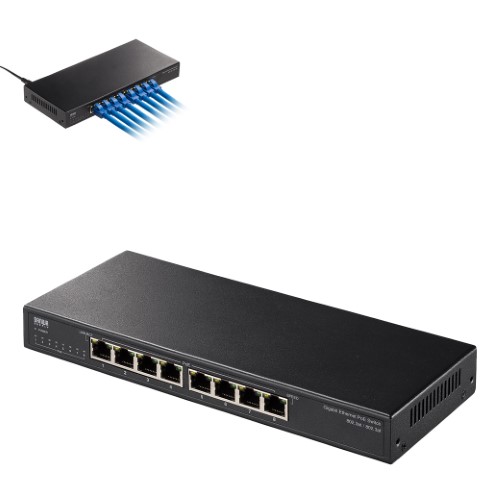 スイッチングハブ（ギガビット対応・PoE対応・8ポート・LANハブ