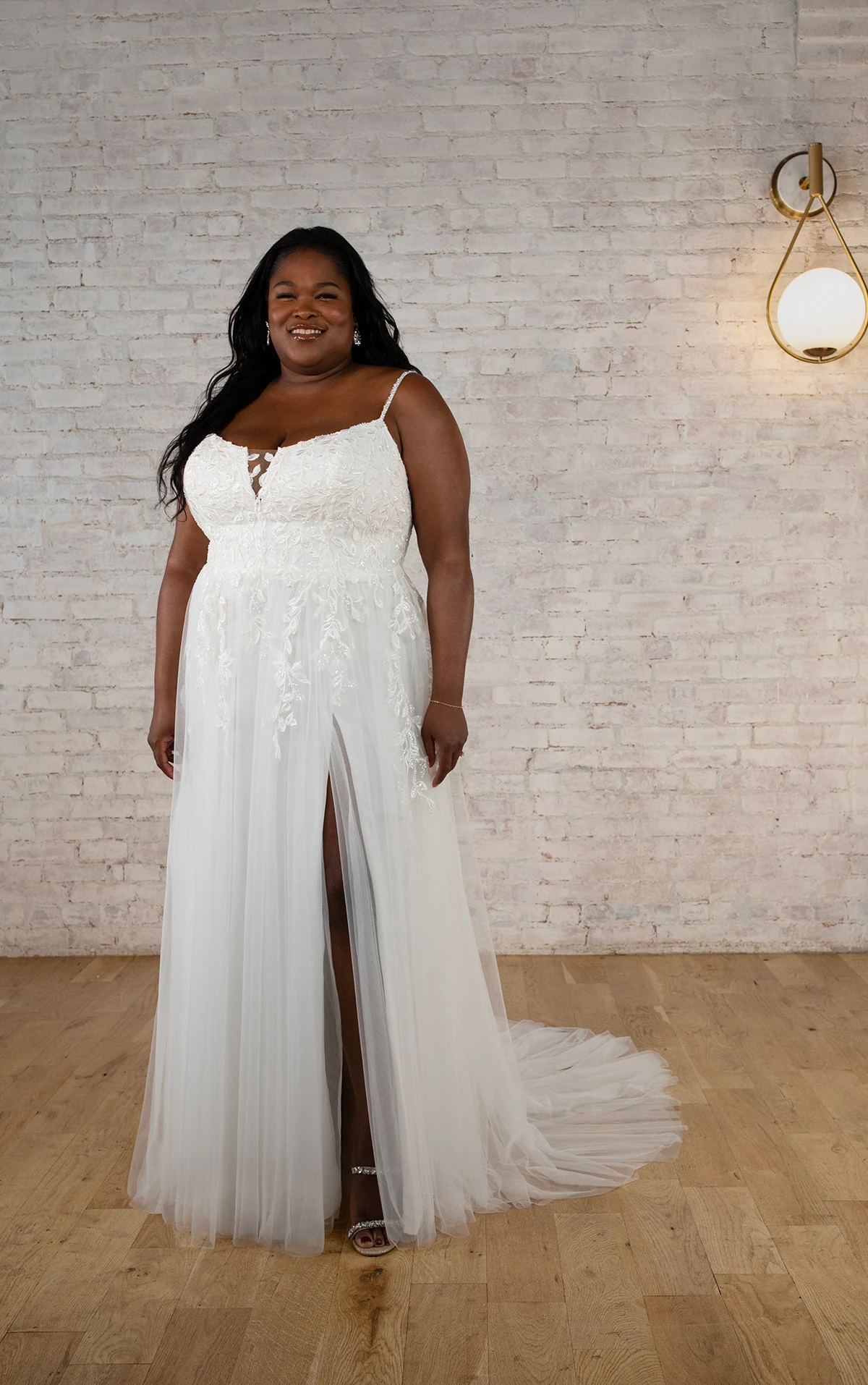 Romantic Lace and Tulle A-Line Plus Size Wedding Dress with Sexy