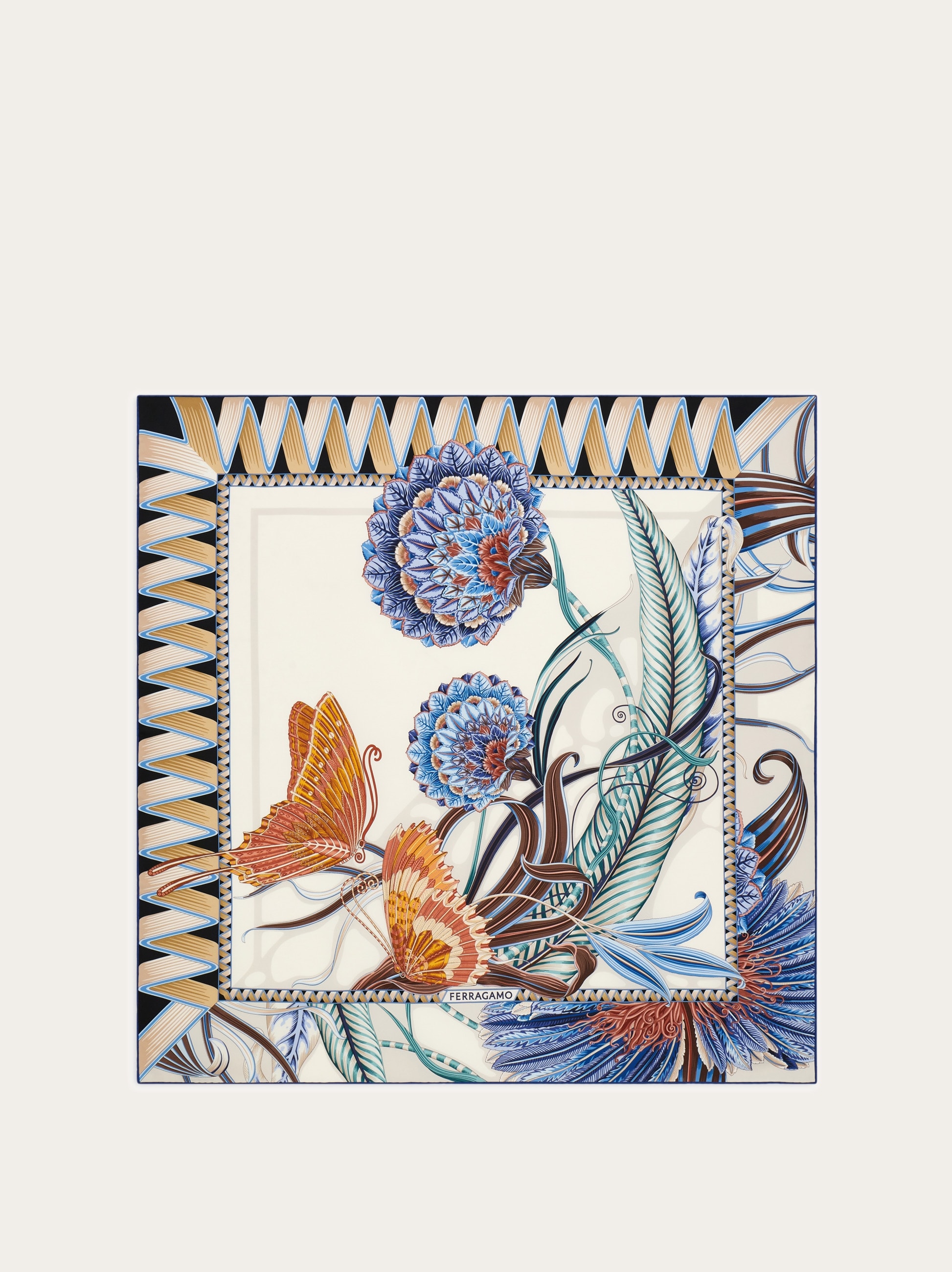 Flowers and Butterflies print silk scarf - Women | Ferragamo