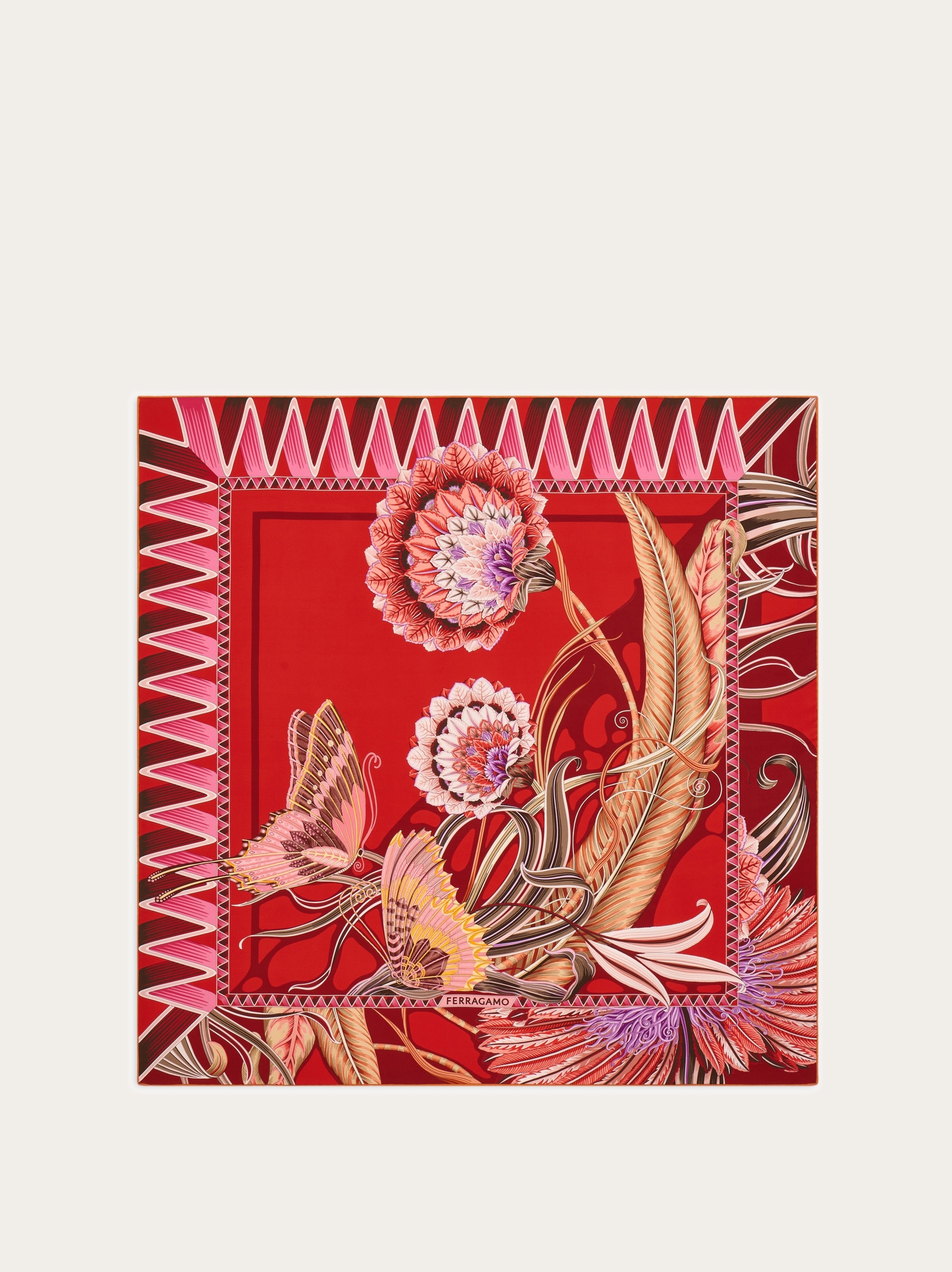 Flowers and Butterflies print silk scarf - Women | Ferragamo