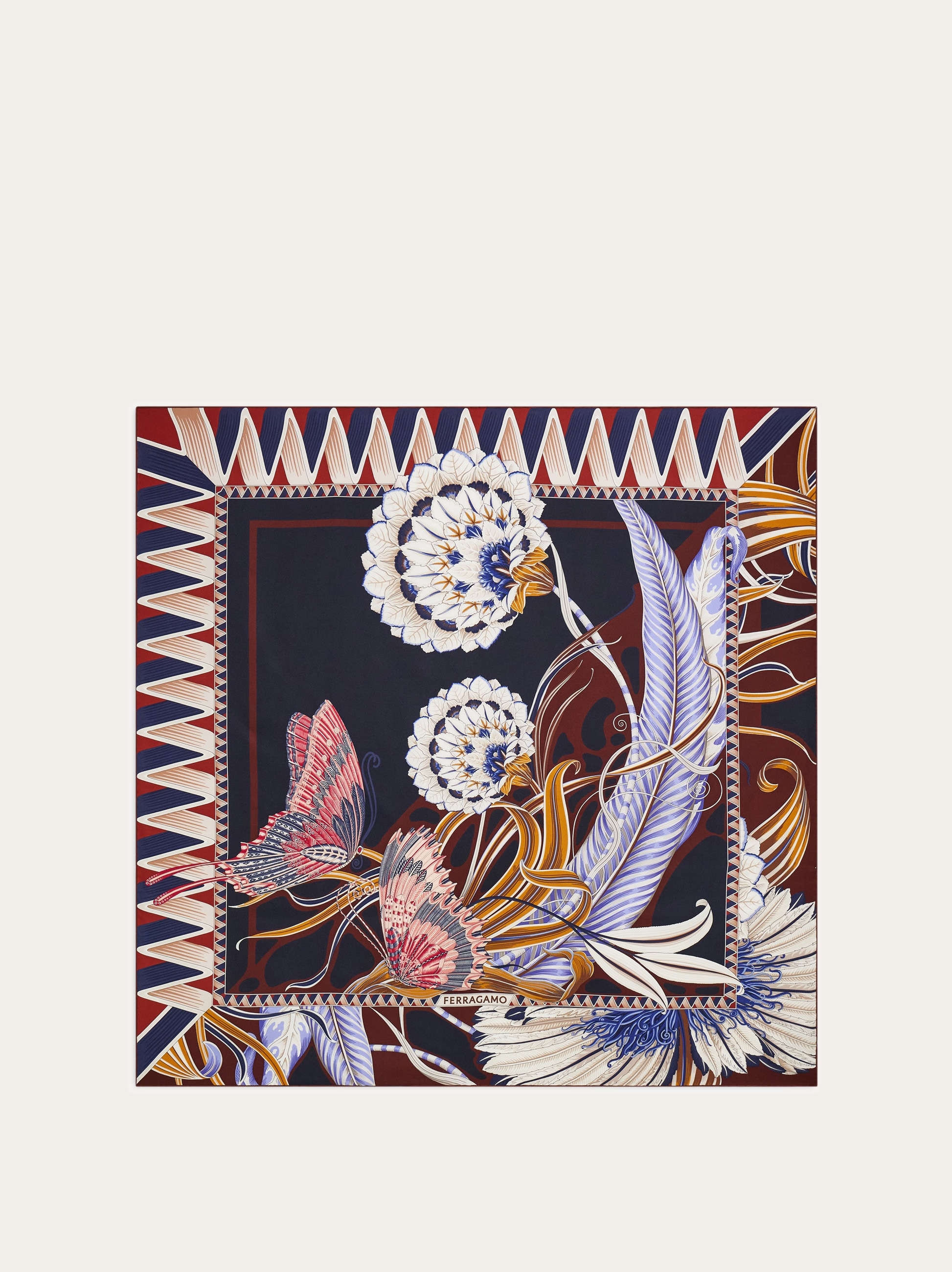 Flowers and Butterflies print silk scarf - Women | Ferragamo