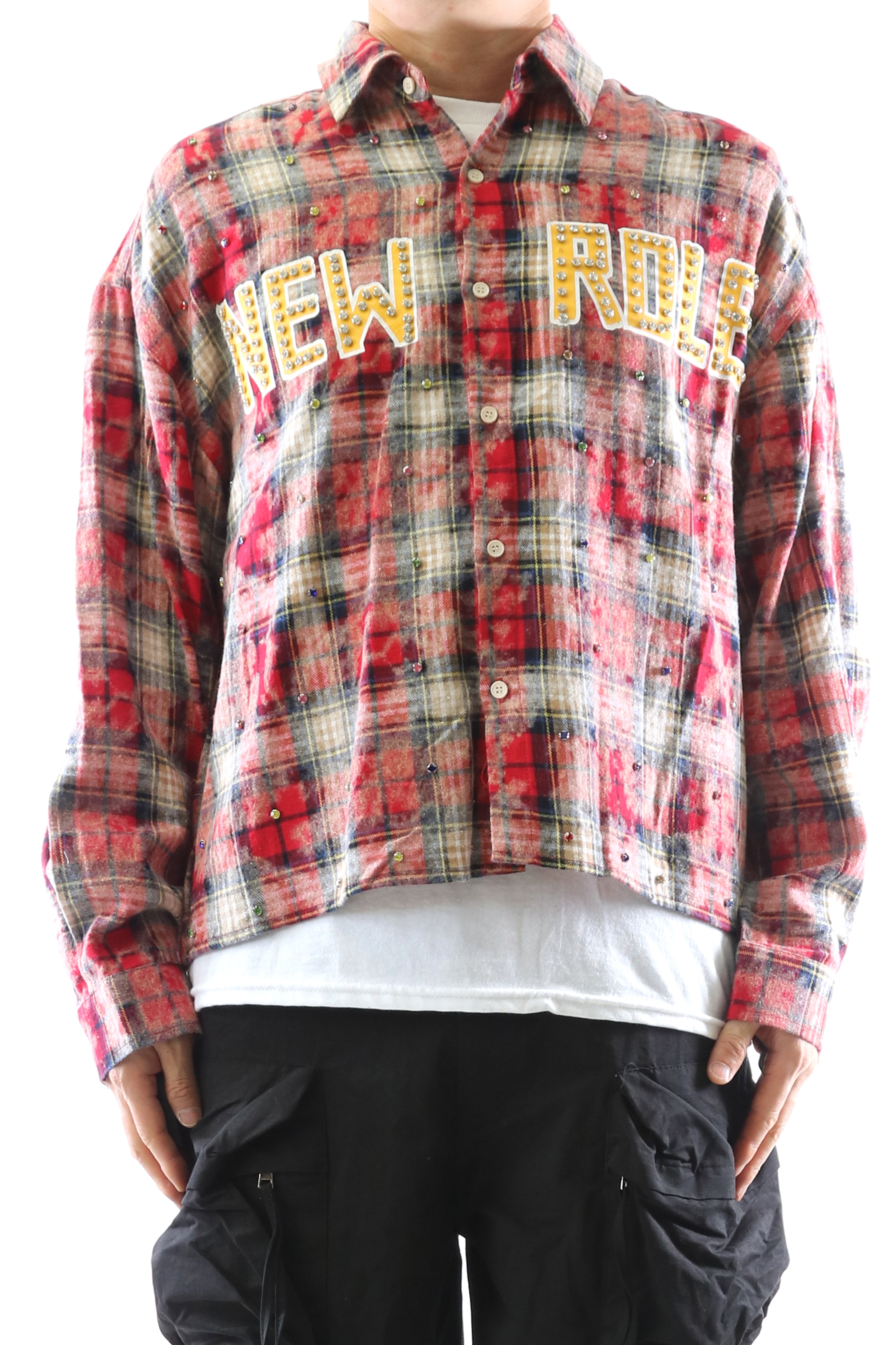 KLEEP OBLIVION Long Sleeve Washed Flannel Crop Top Button Down