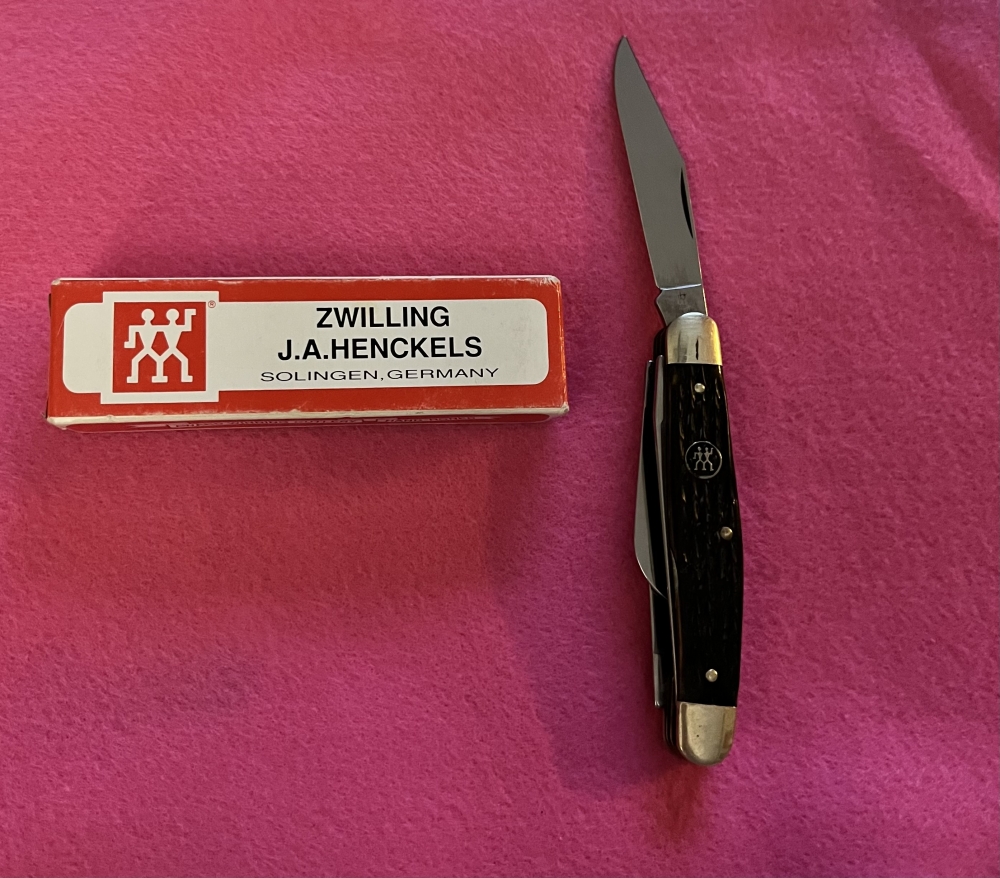 JA HENCKELS KNIFE Hal-0025-MHG 4-BLADE STOCKMAN MAHOGANY BONE