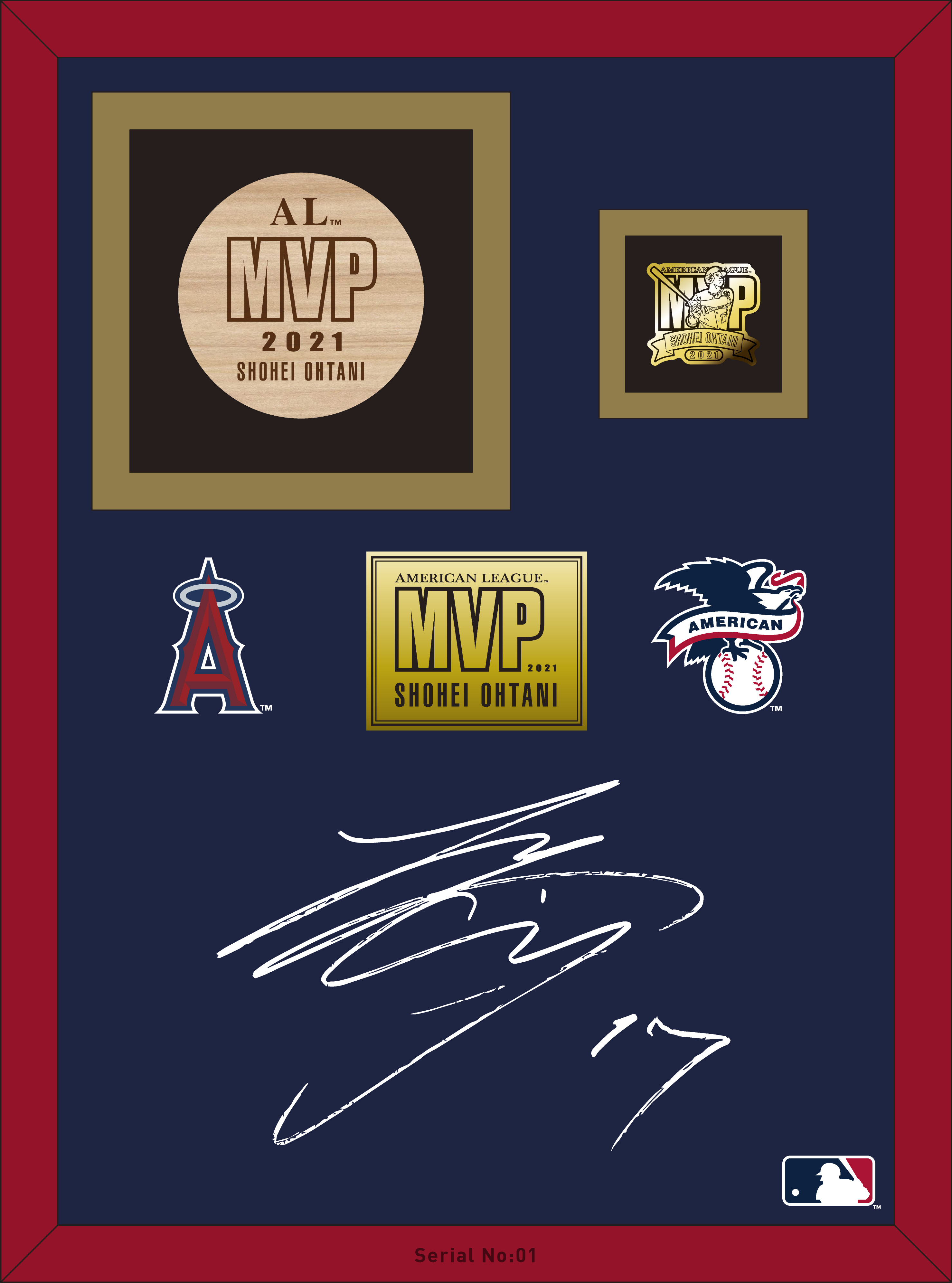 大谷翔平選手直筆サイン入り！2021 AL MVP獲得記念「純金プレート入り