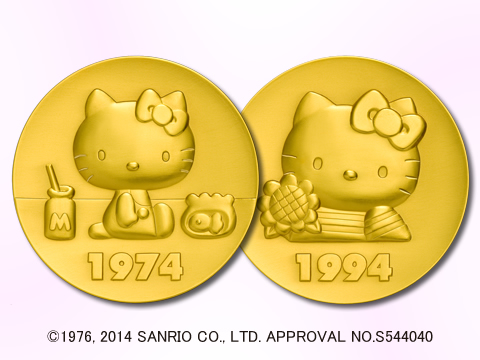ハローキティ40周年記念 純金・純銀製ヒストリーメダル 予約受付開始の