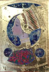 まるで無限の宇宙…“黄金テンペラ画”の幻想世界 盛岡で西村和明さん絵画