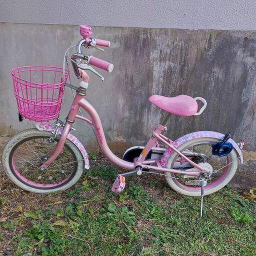 MEZZOPIANOメゾピアノこども自転車16インチピンクリボン柄ハート♡型の