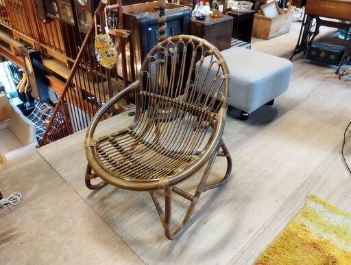 在庫2脚 ラタンチェア 昭和レトロ 籐椅子 籐家具 いす イス/TJ-1719 2F