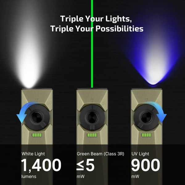 Arkfeld Ultra Flat Flashlight: O-Aluminum, Laser & UV - Olight