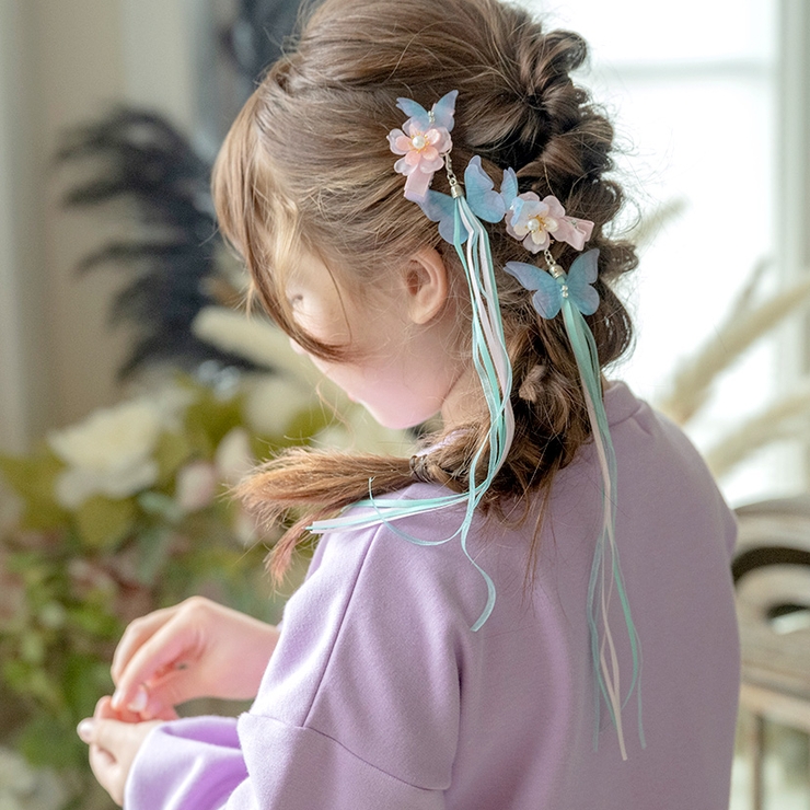 リボン揺れるフェアリークリップ 髪飾り ヘアアクセサリー[品番