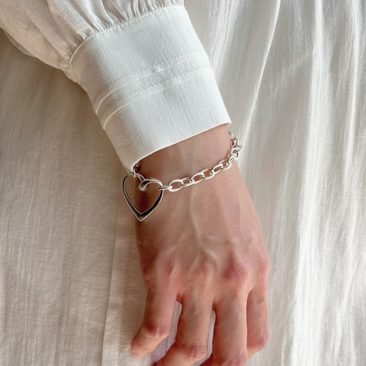 ハートモチーフ ブレスレット＆イヤリングセット シルバー925 ハート