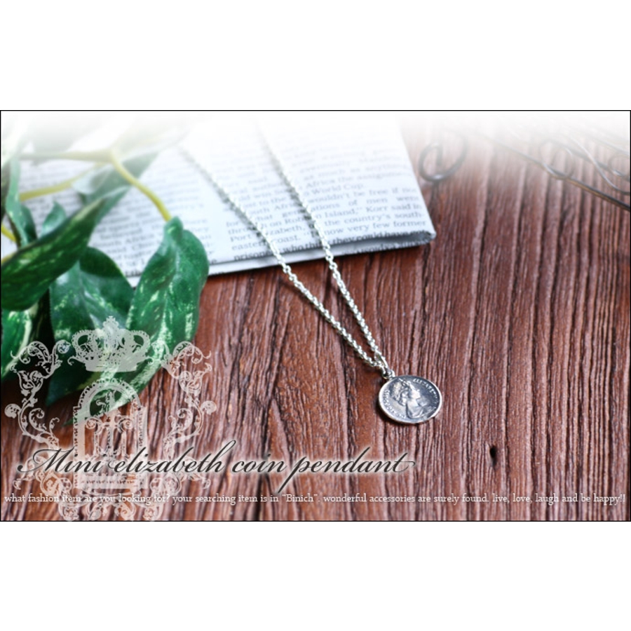 ミニエリザベスコインペンダントトップのみメンズネックレスシルバー