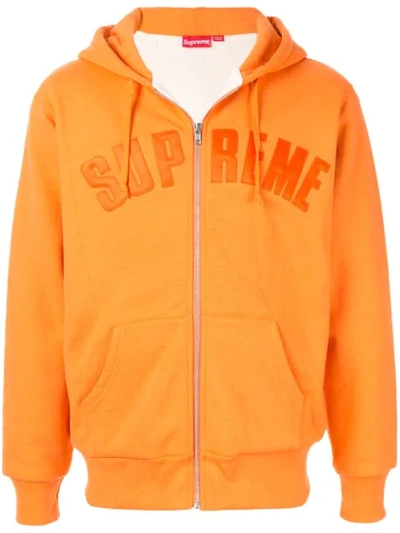 Supreme Arc Logo Thermal Zip-up Hoodie In Orange | ModeSens