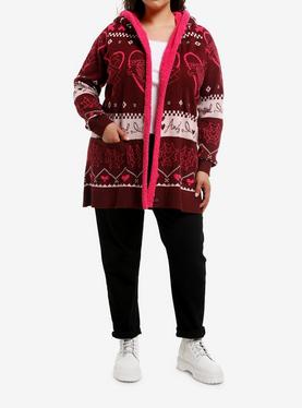 Hazbin Hotel Angel Dust Fair Isle Sherpa Girls Open Cardigan Plus