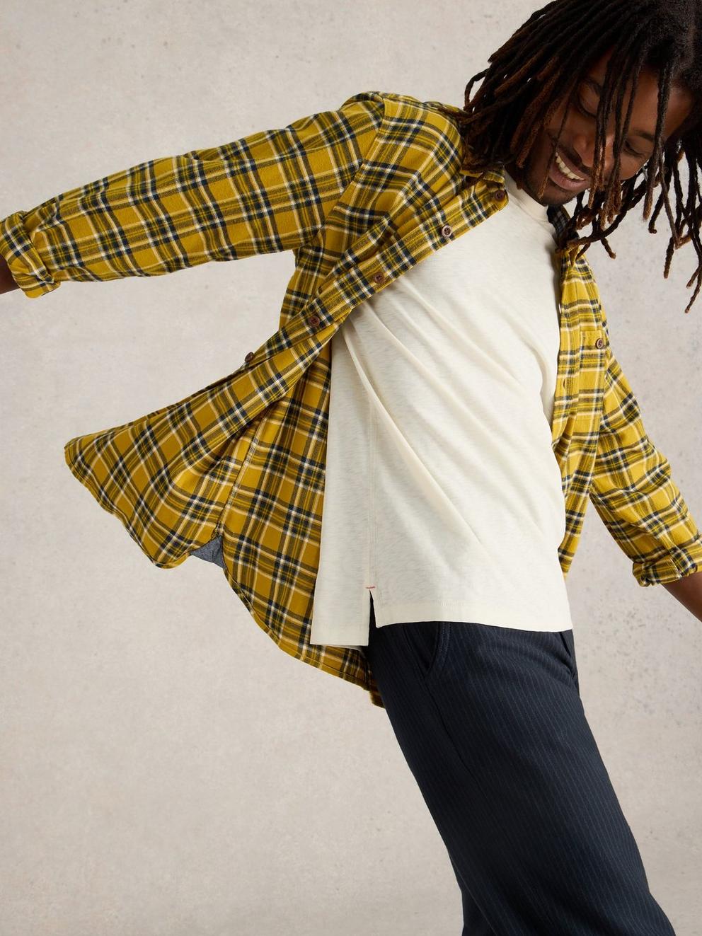 Wallace Brushed Check Shirt in YELLOW MULTI | White Stuff US