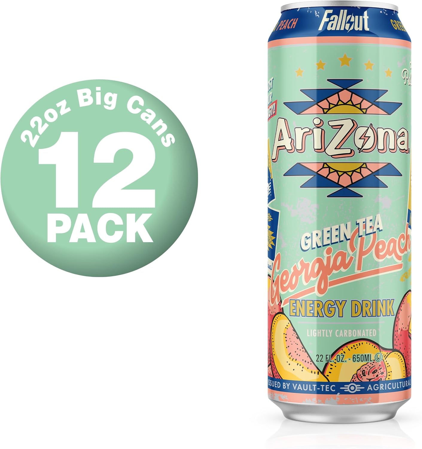 AriZona x Fallout Georgia Peach Green Tea - 234mg Natural Caffeine