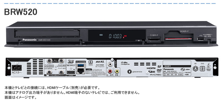 Panasonic/パナソニック DMR-BRW520 500GB レギュラーディーガ/DIGA