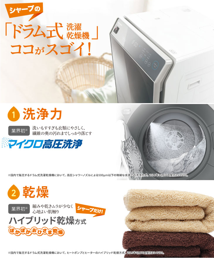 ωジャンク品 SHARP ドラム式電気洗濯乾燥機 ES-WS13-TL 2020 SHARP ドラム