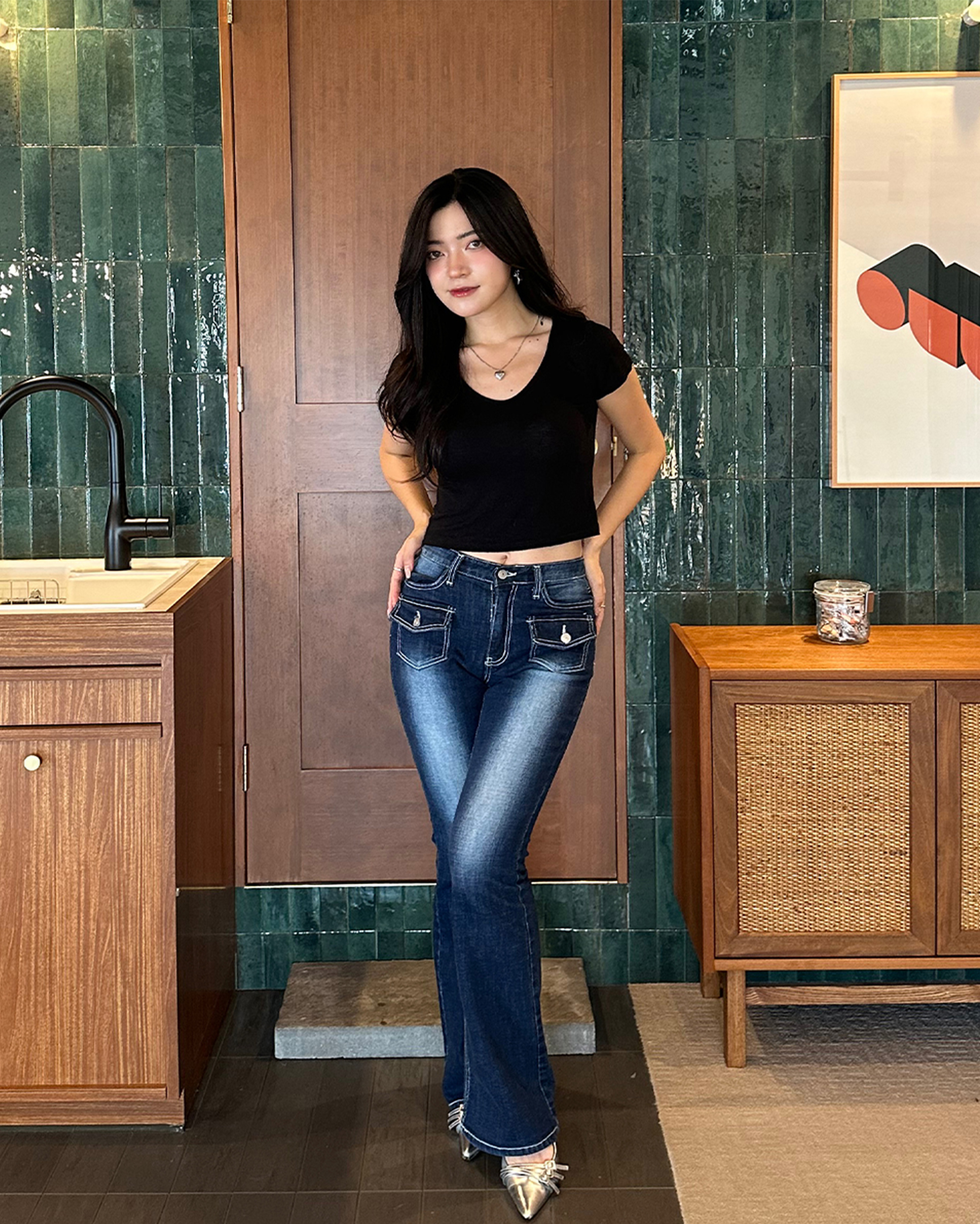 17回再販](ORIGINAL) フロントポケットブーツカットデニムパンツ