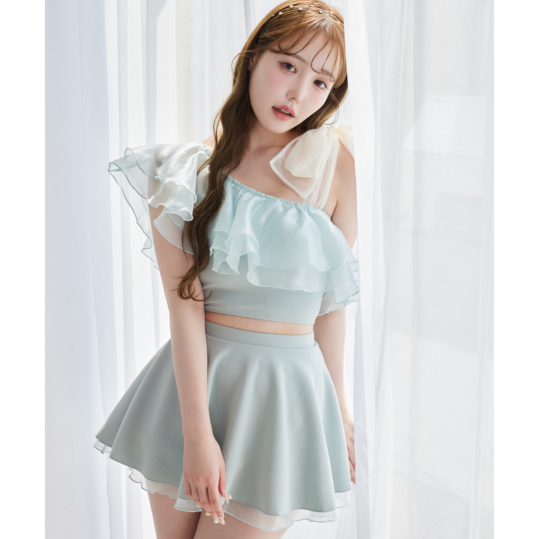 swimwear/肩リボンワンショル(3点セット) | ファッション通販サイト NUGU