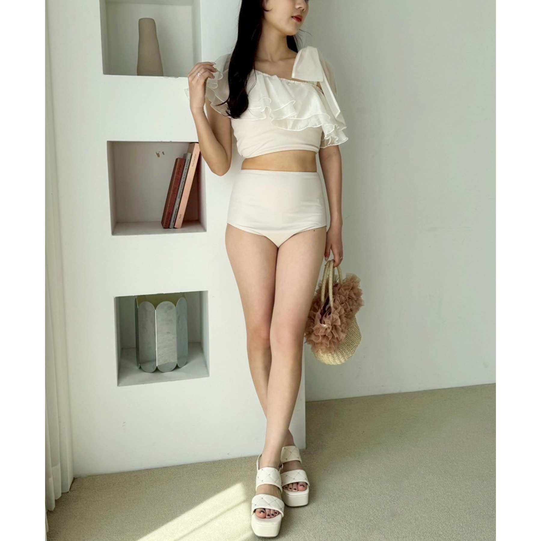 swimwear/肩リボンワンショル(3点セット) | ファッション通販サイト NUGU