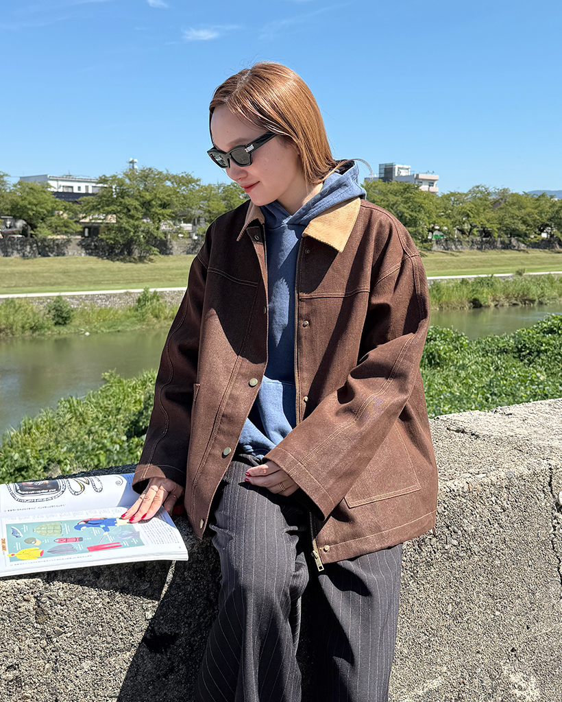 配色カラーブラウンデニムジャケット | ファッション通販サイト NUGU